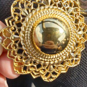 Vintage Trifari Brooch Gold Dome